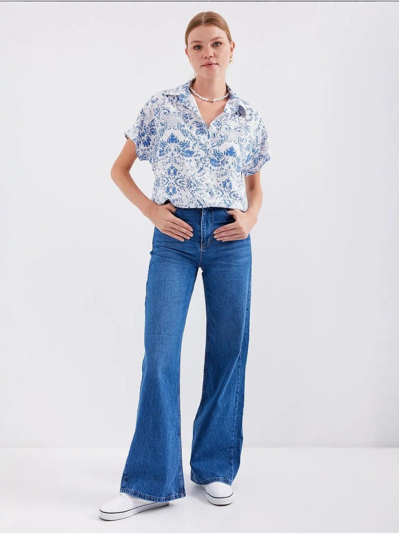 Chemise imprimée en crêpe à boutons bdart Bleu gris - Kiabi