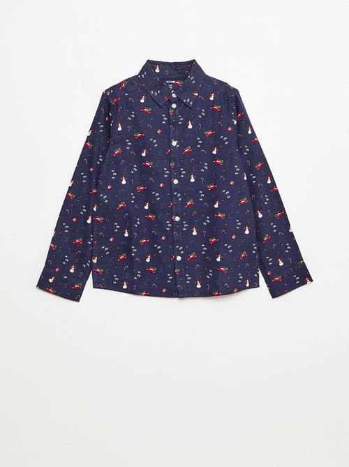 Chemise imprimée Noël regular en coton - Kiabi