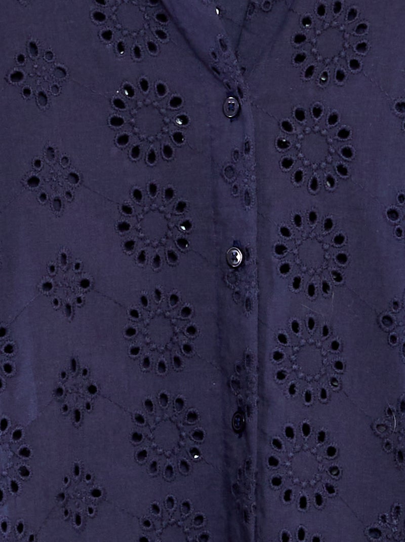 Chemise longue à manches 3/4 broderie anglaise 'JDY' BLEU - Kiabi