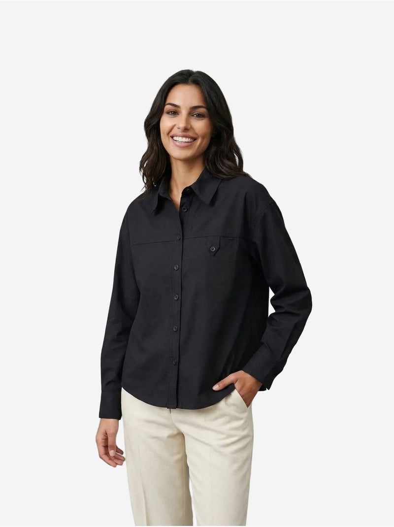 Chemise longue en coton texturé my fashion Noir - Kiabi
