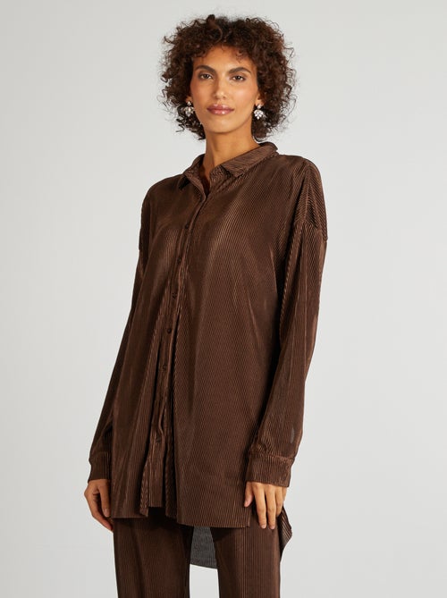 Chemise longue en maille plissée - Kiabi