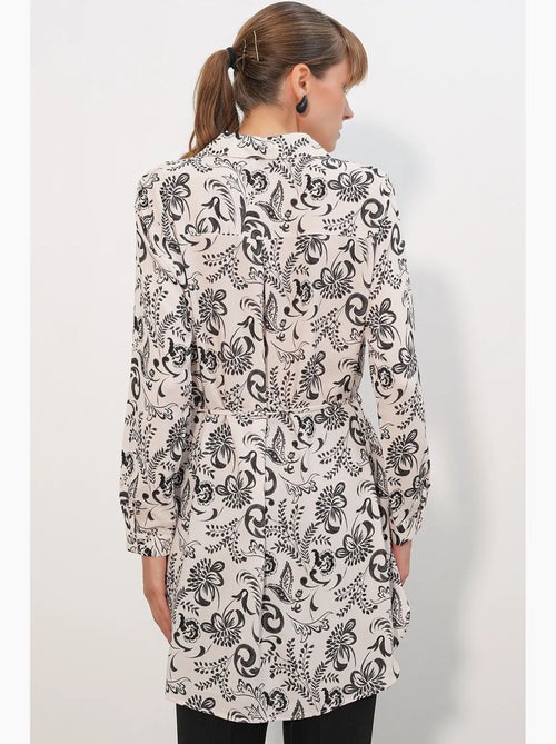 Chemise longue en viscose crêpe à fleurs avec ceinture bdart - Kiabi