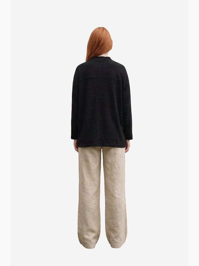 Chemise longue oversize à manches longues en mélange de lin my fashion Noir - Kiabi