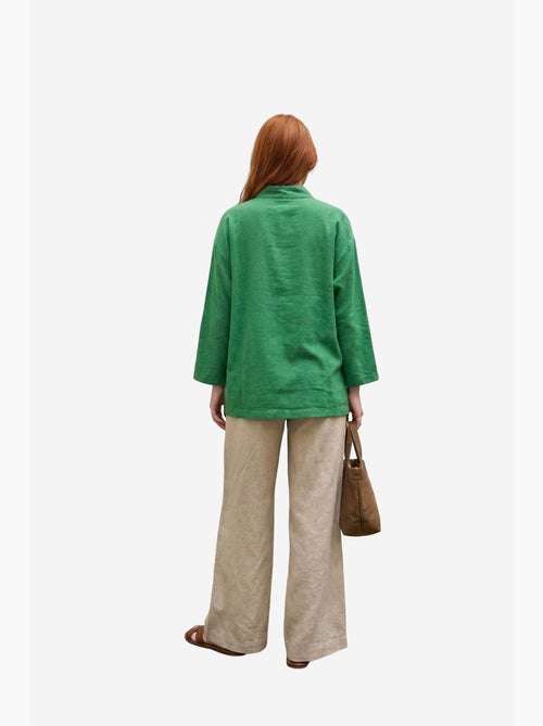Chemise longue oversize à manches longues en mélange de lin my fashion - Kiabi