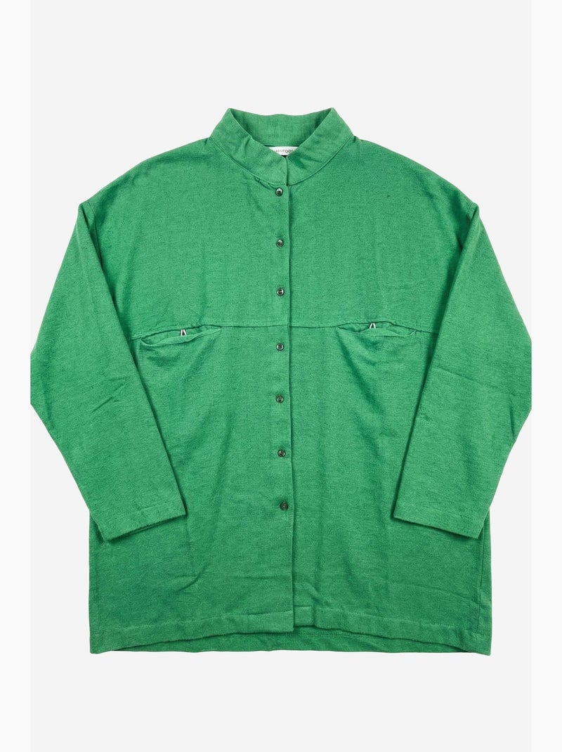 Chemise longue oversize à manches longues en mélange de lin my fashion Vert - Kiabi