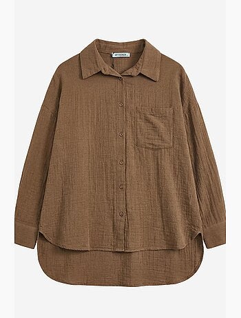 Chemise longue oversize texturée avec fermeture boutonnée my fashion