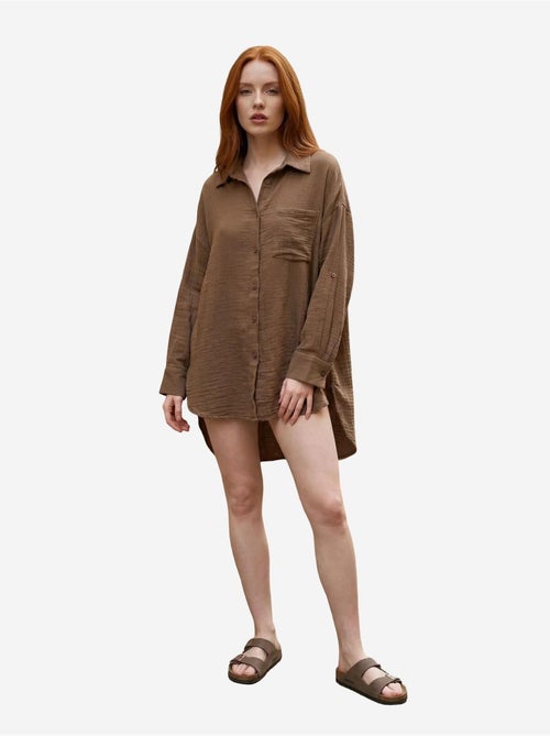 Chemise longue oversize texturée avec fermeture boutonnée my fashion - Kiabi