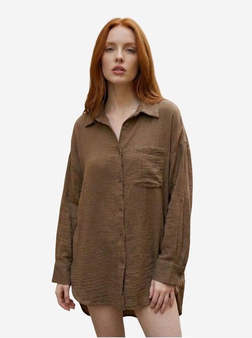 Chemise longue oversize texturée avec fermeture boutonnée my fashion - Kiabi