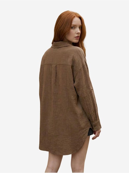 Chemise longue oversize texturée avec fermeture boutonnée my fashion - Kiabi