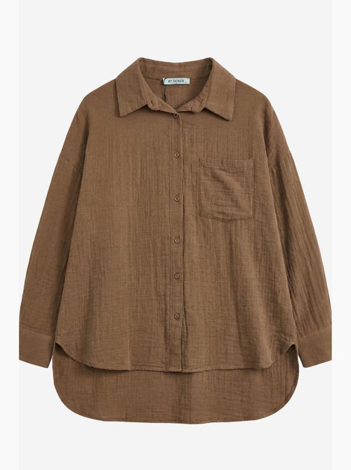 Chemise longue oversize texturée avec fermeture boutonnée my fashion - Kiabi