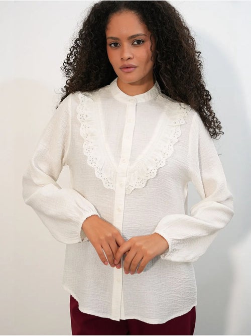 Chemise longue tissée à col mao bdart - Kiabi