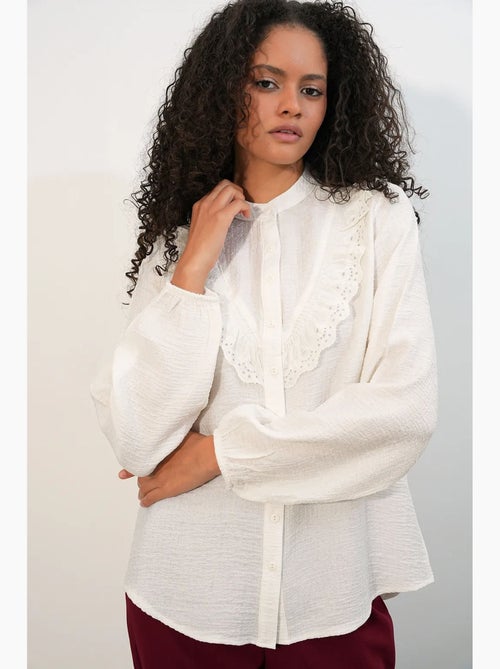 Chemise longue tissée à col mao bdart - Kiabi