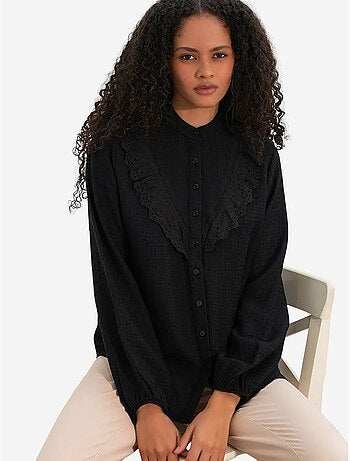Chemise longue tissée à col mao bdart