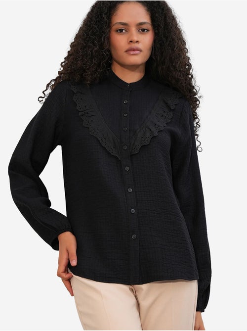 Chemise longue tissée à col mao bdart - Kiabi