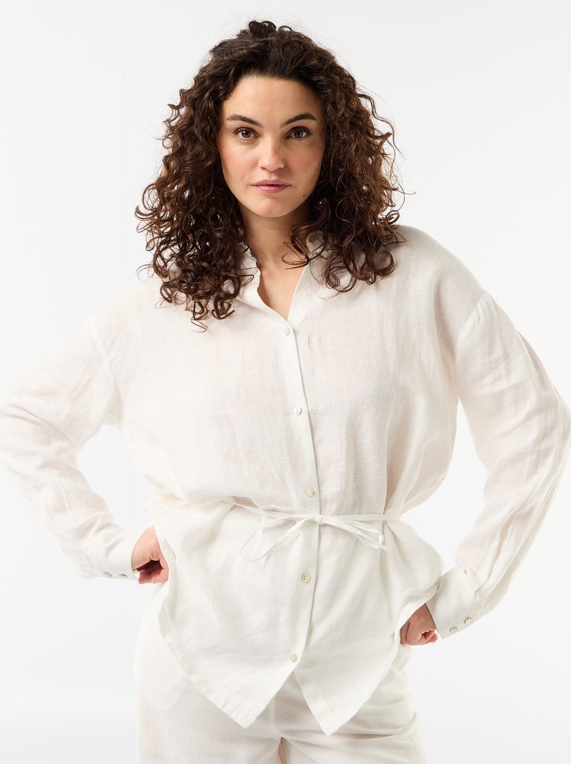 Chemise longue unie Blanc - Kiabi