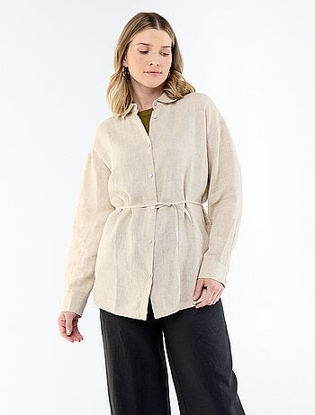 Chemise longue unie en lin