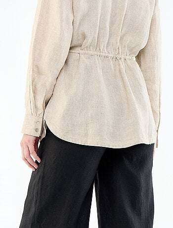 Chemise longue unie en lin