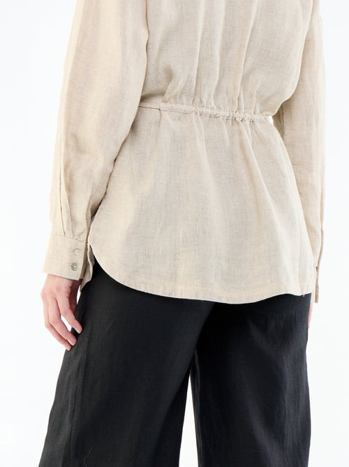Chemise longue unie en lin - Kiabi