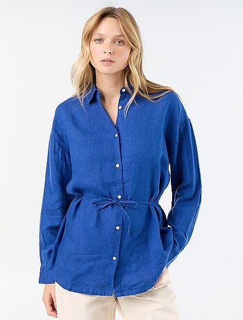 Chemise longue unie en lin