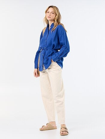 Chemise longue unie en lin