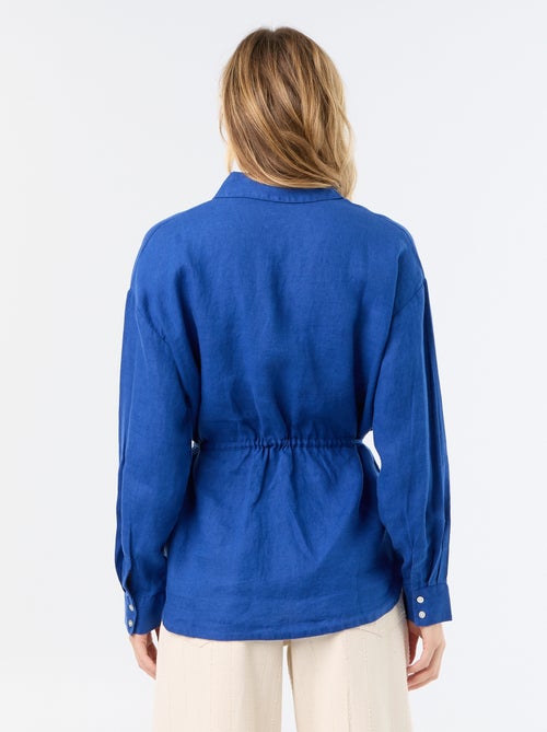 Chemise longue unie en lin - Kiabi