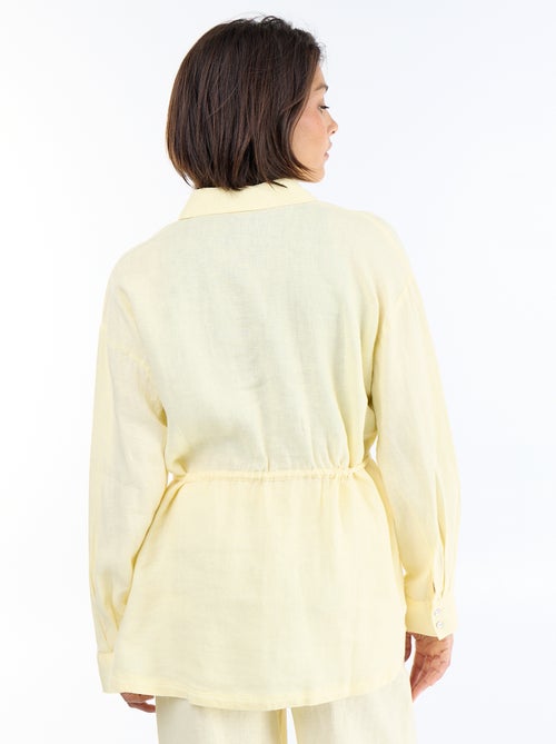 Chemise longue unie en lin - Kiabi