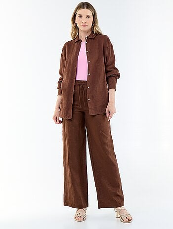 Chemise longue unie en lin