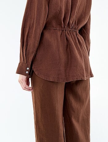 Chemise longue unie en lin