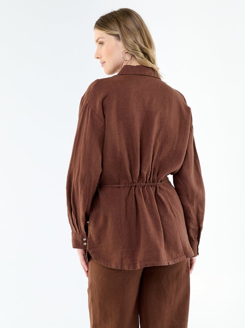 Chemise longue unie en lin - Kiabi