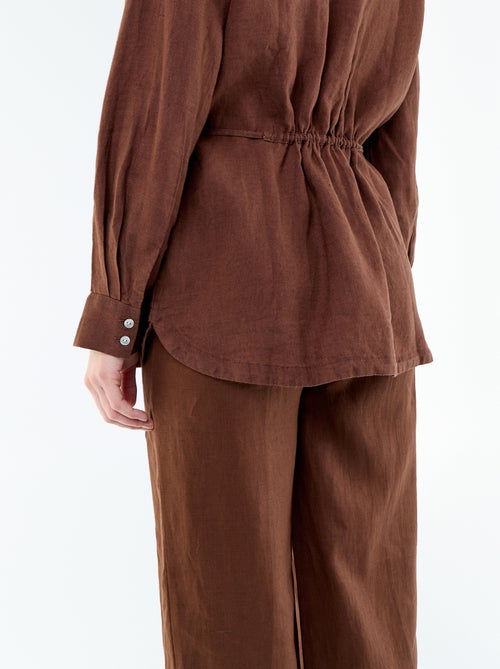 Chemise longue unie en lin - Kiabi