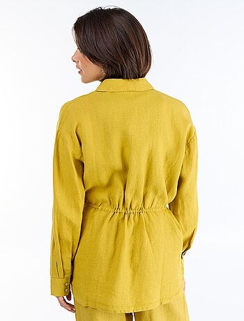 Chemise longue unie en lin