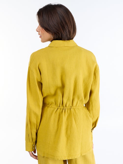 Chemise longue unie en lin - Kiabi
