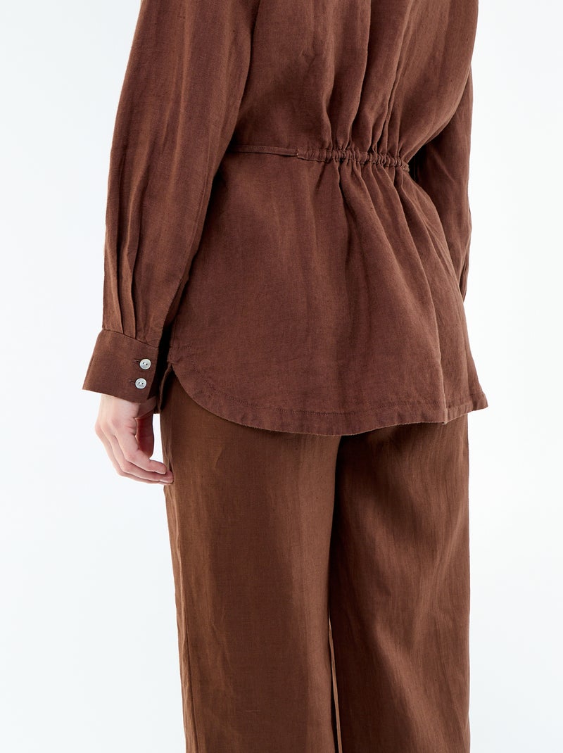 Chemise longue unie Marron - Kiabi