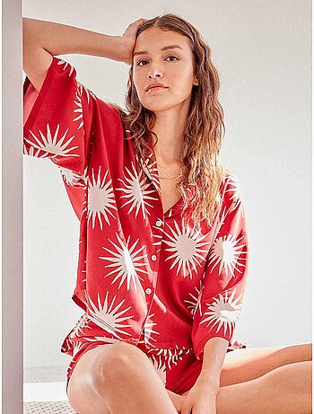 Chemise manches 3/4 imprimé soleils