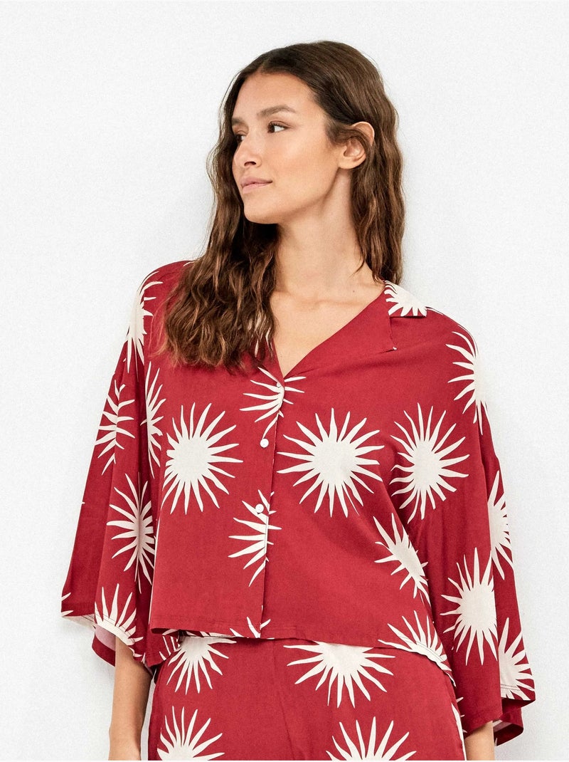 Chemise manches 3/4 imprimé soleils Multicolore - Kiabi