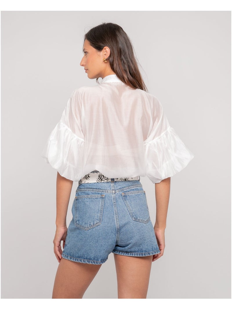 Chemise manches ballons otela Blanc - Kiabi