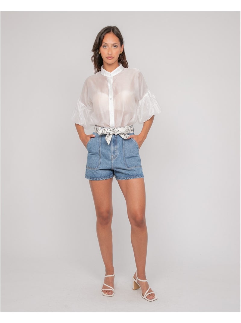 Chemise manches ballons otela Blanc - Kiabi