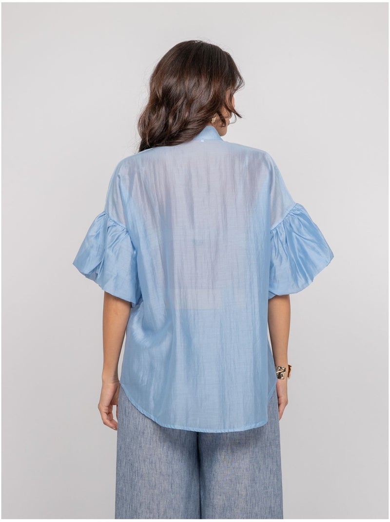 Chemise manches ballons otela Bleu - Kiabi