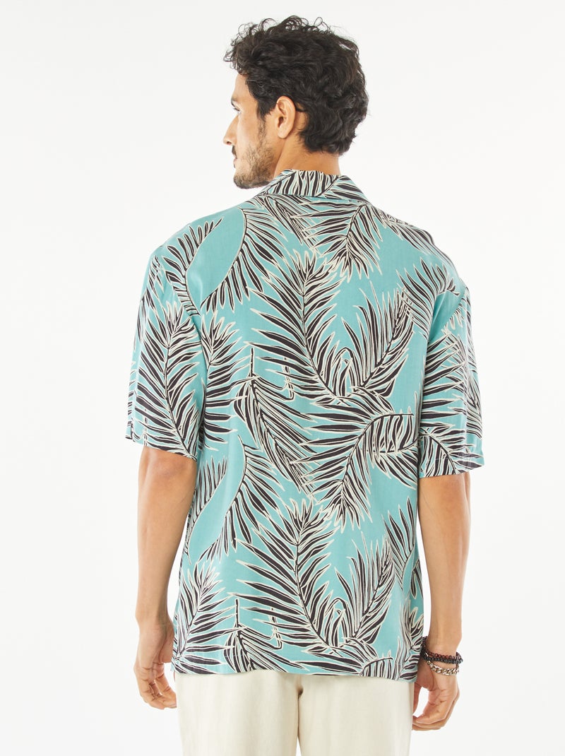Chemise manches courte à motif Bleu - Kiabi