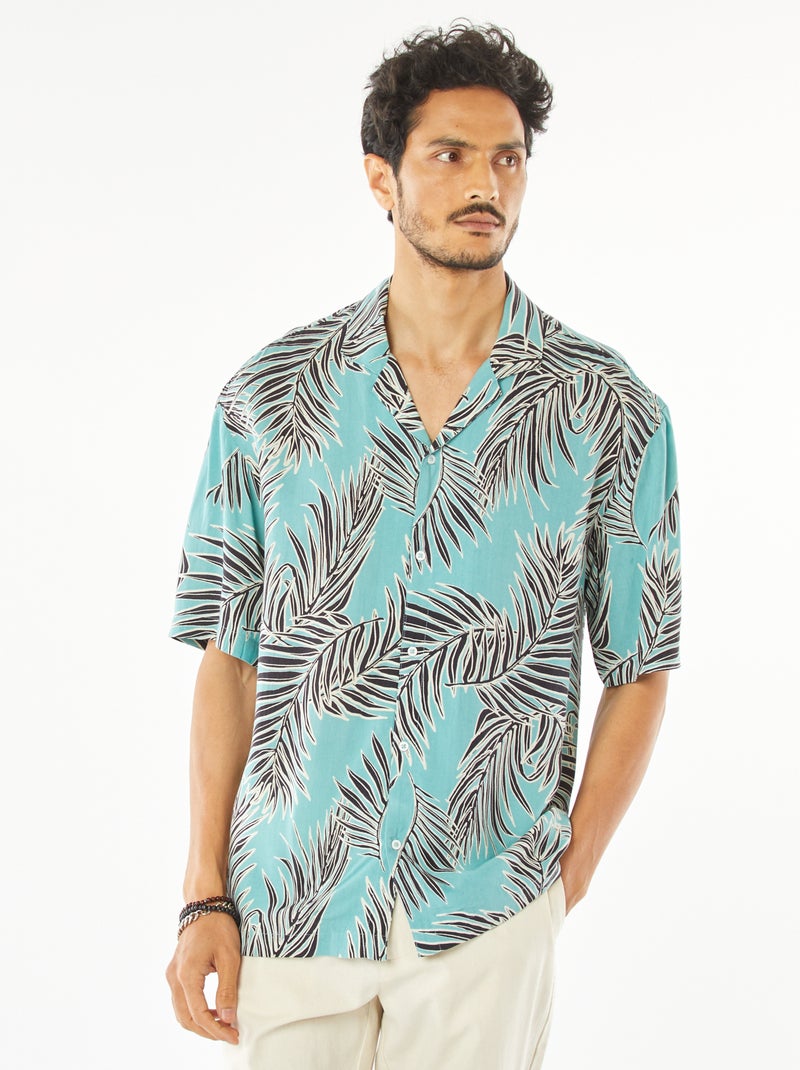 Chemise manches courte à motif Bleu - Kiabi