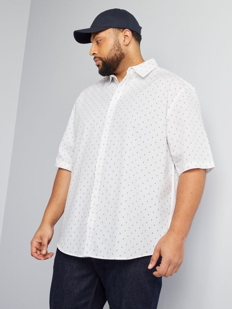 Chemise manches courtes à motif Blanc - Kiabi