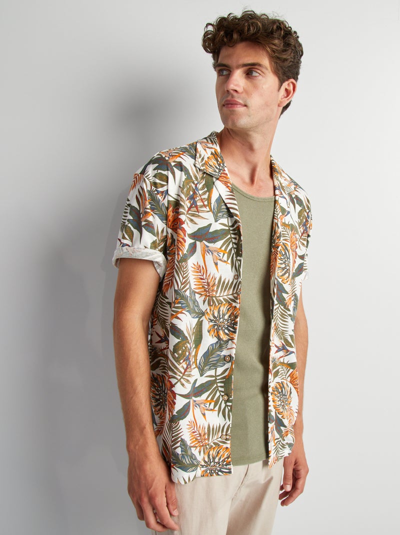 Chemise manches courtes à motif Blanc - Kiabi