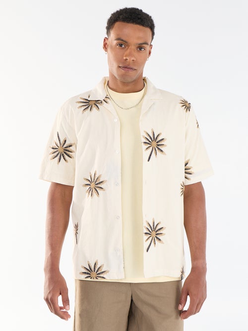 Chemise manches courtes à motif brodé - Kiabi