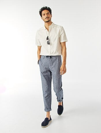 Chemise manches courtes à motifs brodés