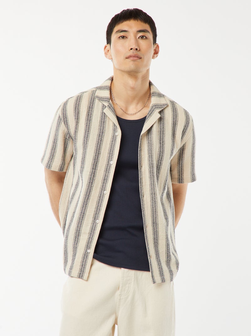 Chemise manches courtes à rayures Blanc - Kiabi