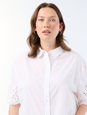 Chemise manches courtes avec broderie ajourée