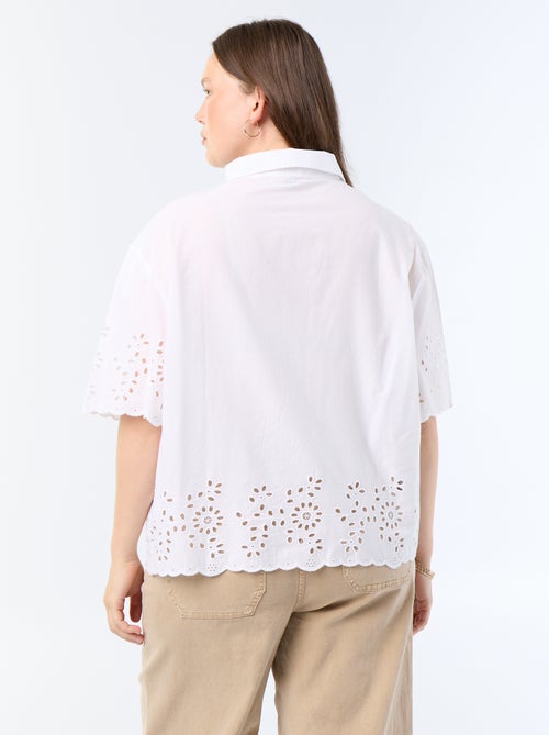 Chemise manches courtes avec broderie ajourée - Kiabi