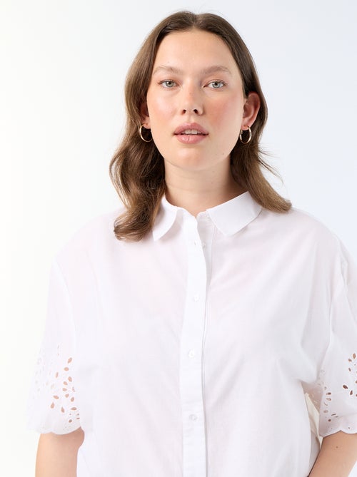 Chemise manches courtes avec broderie ajourée - Kiabi