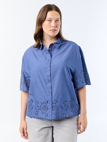 Chemise manches courtes avec broderie ajourée