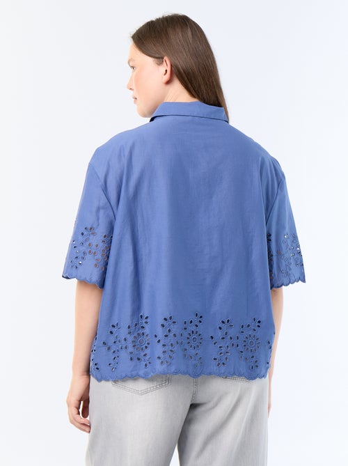 Chemise manches courtes avec broderie ajourée - Kiabi